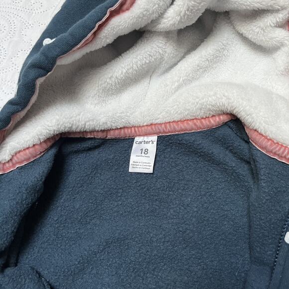 Carter's Fleece Lined Hoodie Sweatshirt Size 18m - Picture 5 of 5